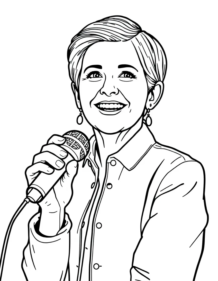 Ellen DeGeneres with a microphone