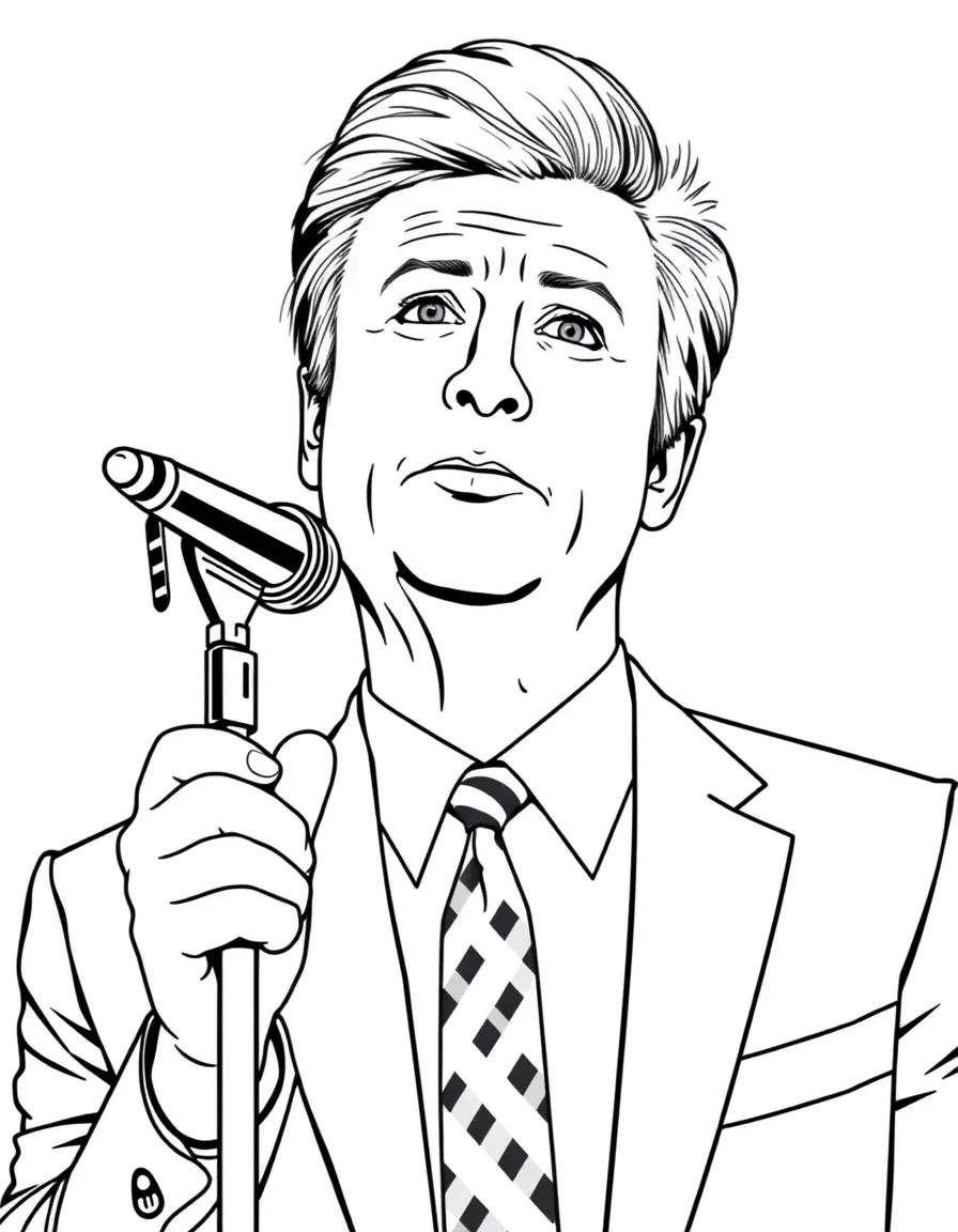 Conan O'Brien with a tall microphone