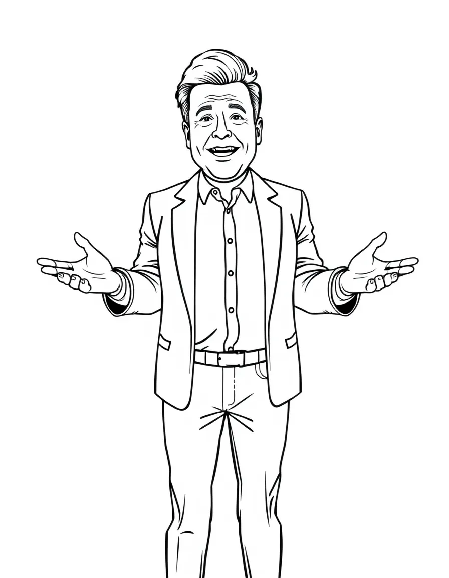 Conan O'Brien standing with his hands open