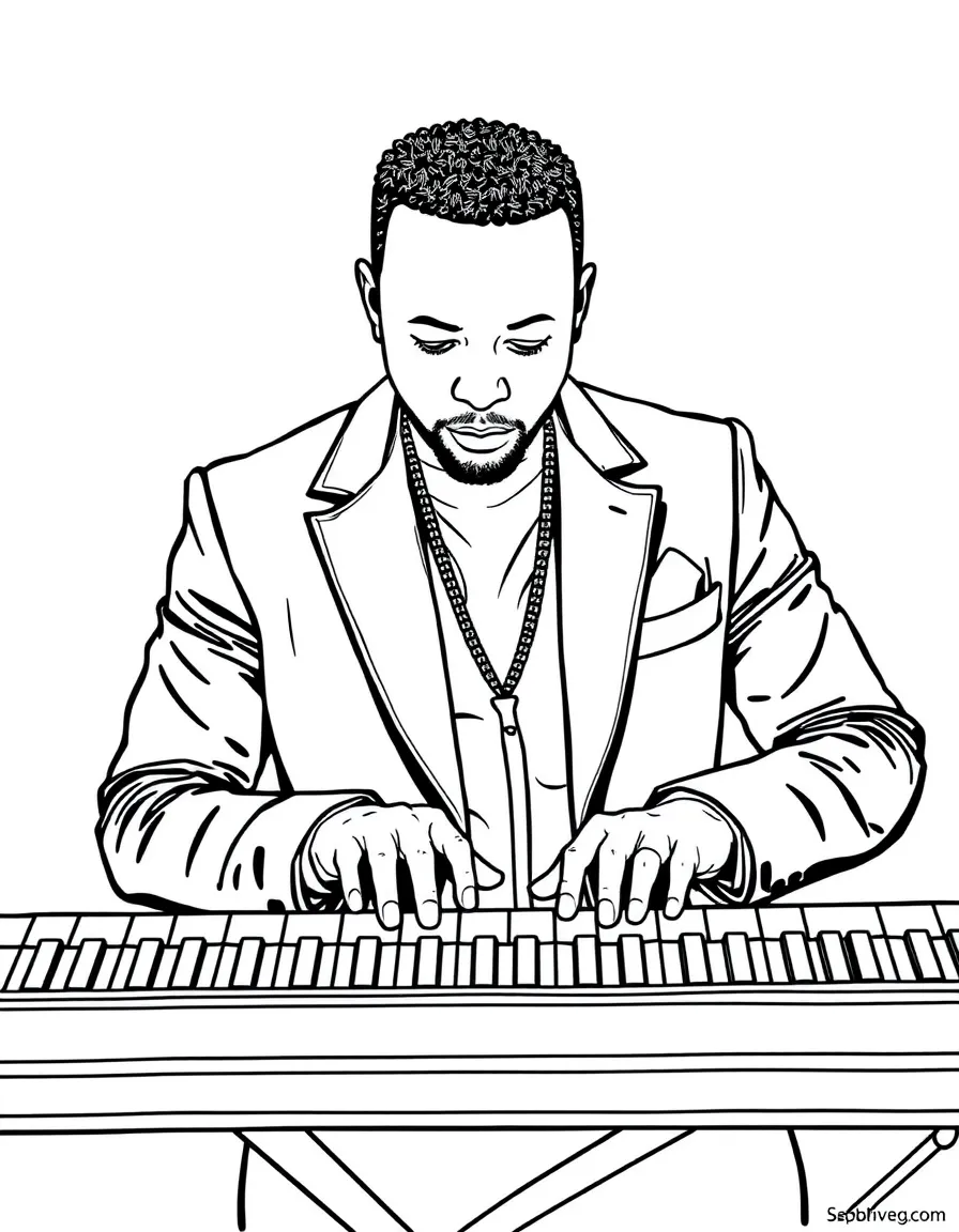 John Legend with his hands on the keys