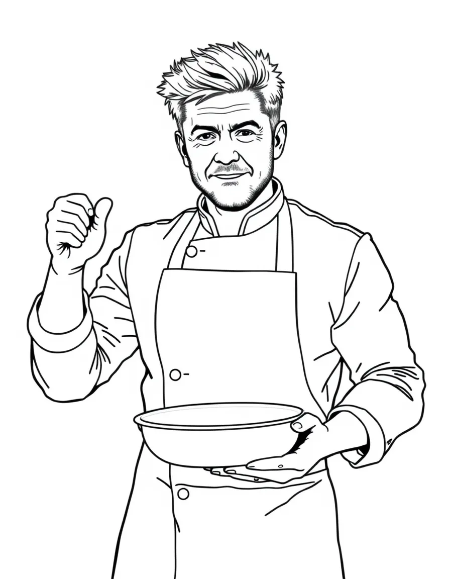 Gordon Ramsay holding a pan