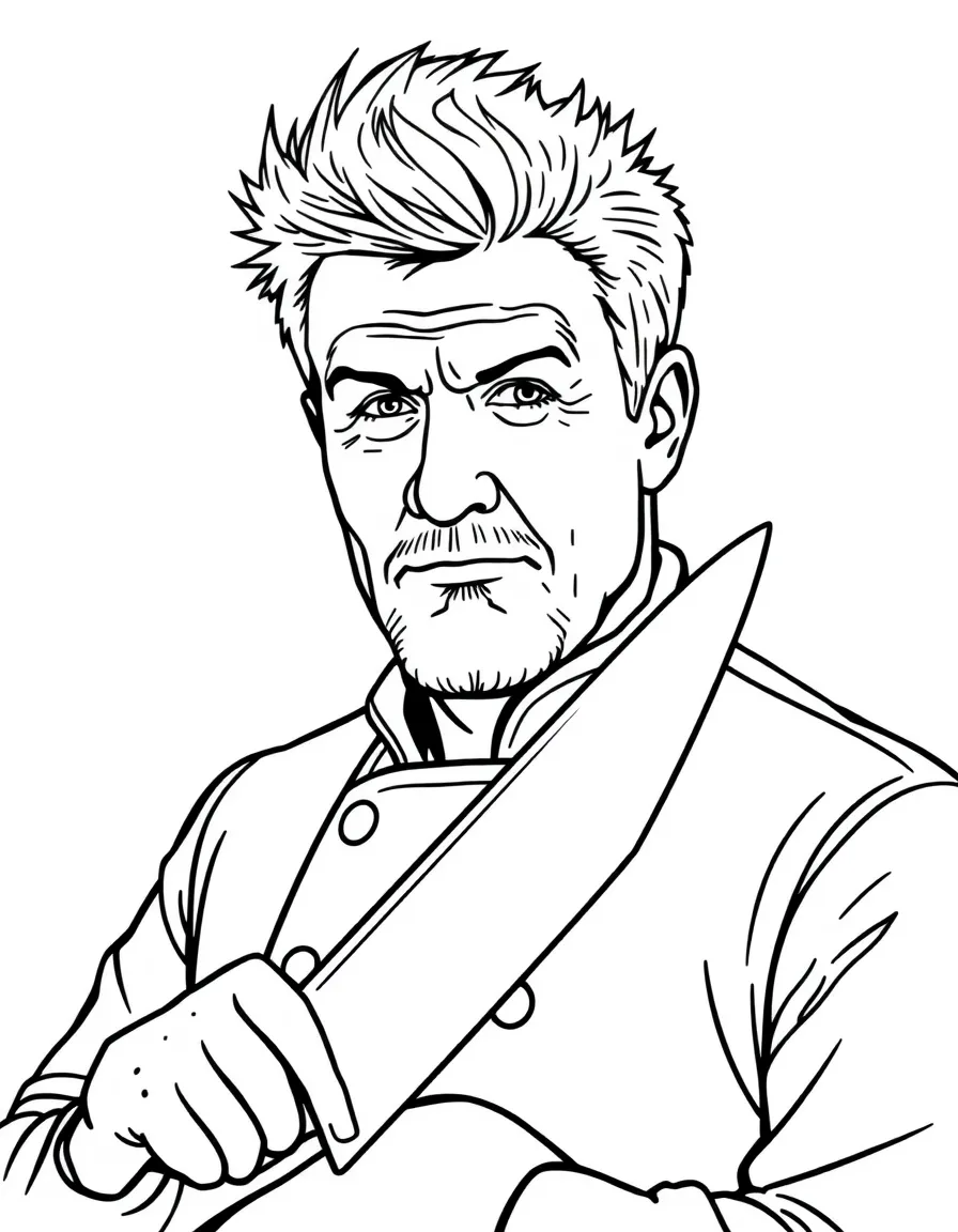 Gordon Ramsay with a chef's knife