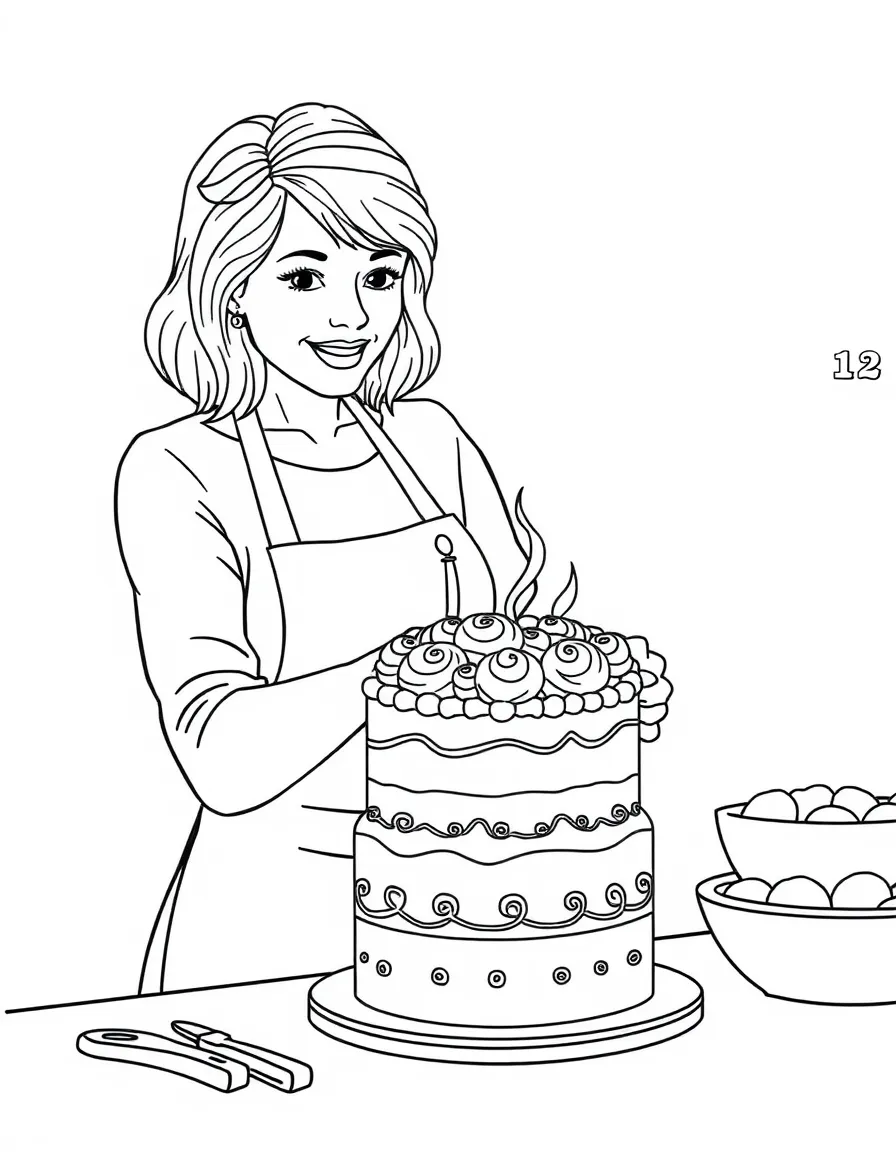 Martha Stewart baking a cake