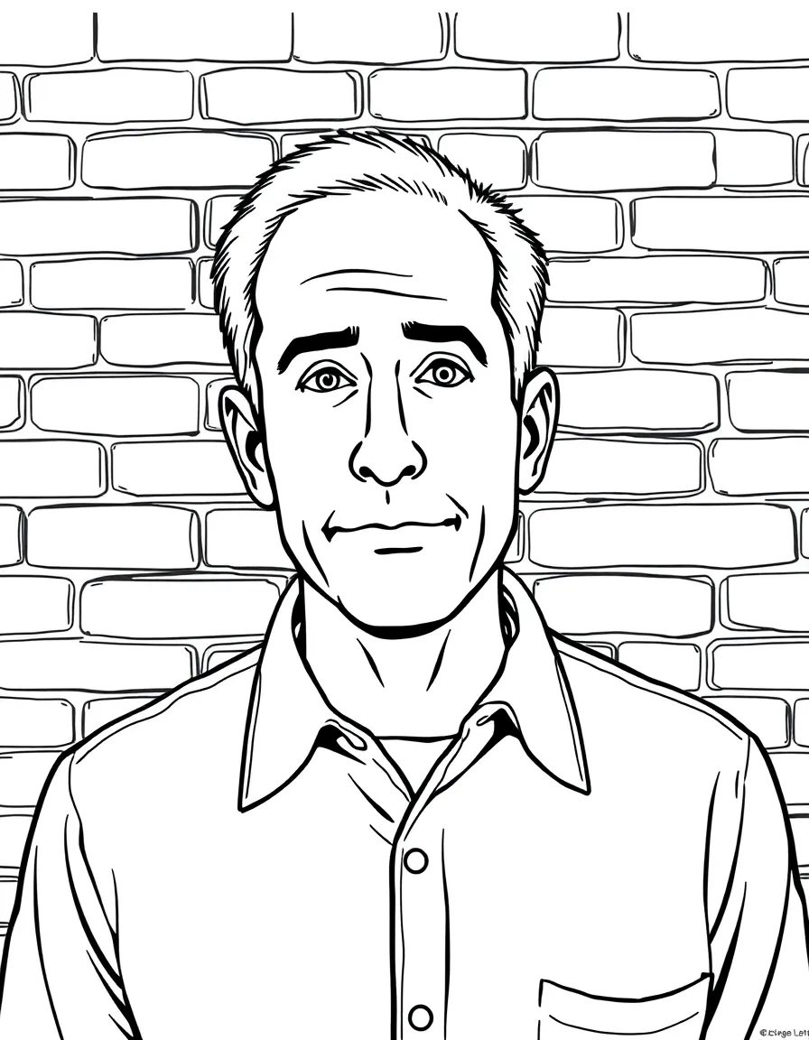 Jerry Seinfeld in front of a brick wall