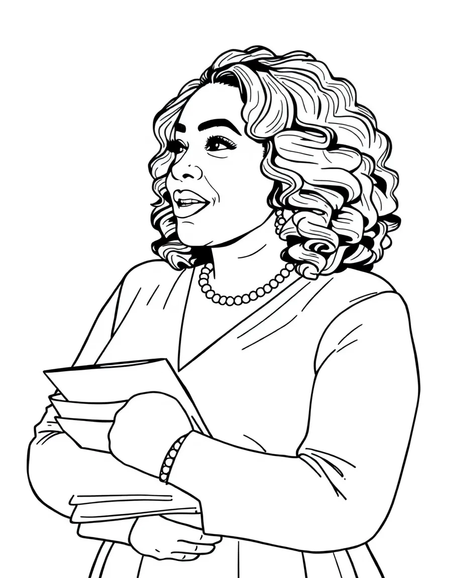 Shonda Rhimes with a stack of papers