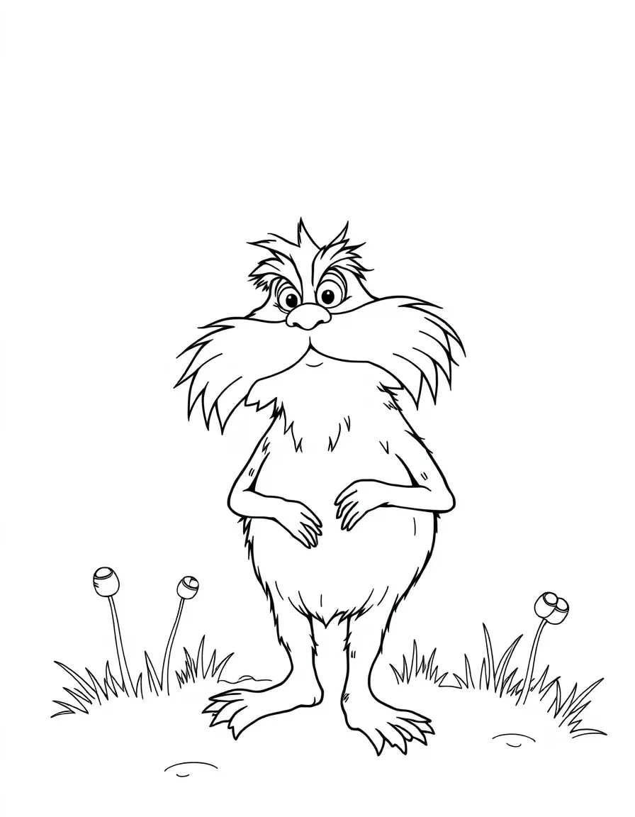 Dr. Seuss (classic drawing style) with a Lorax