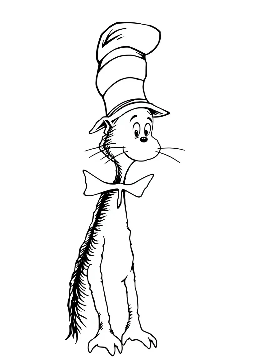 Dr. Seuss (classic drawing style) with a Cat in the Hat