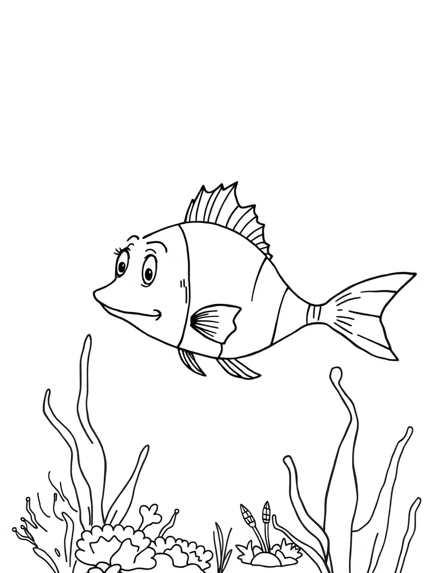 Dr. Seuss (classic drawing style) with a fish