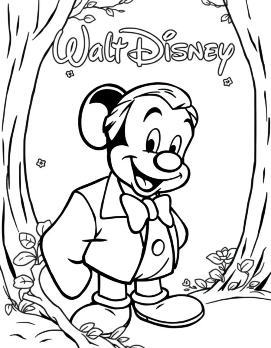 Walt Disney with a cartoon character