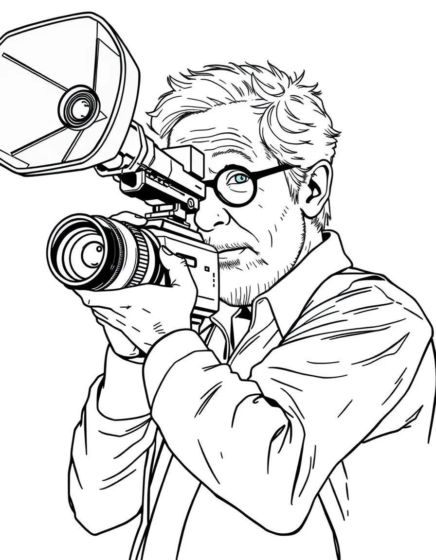 Steven Spielberg with a movie camera