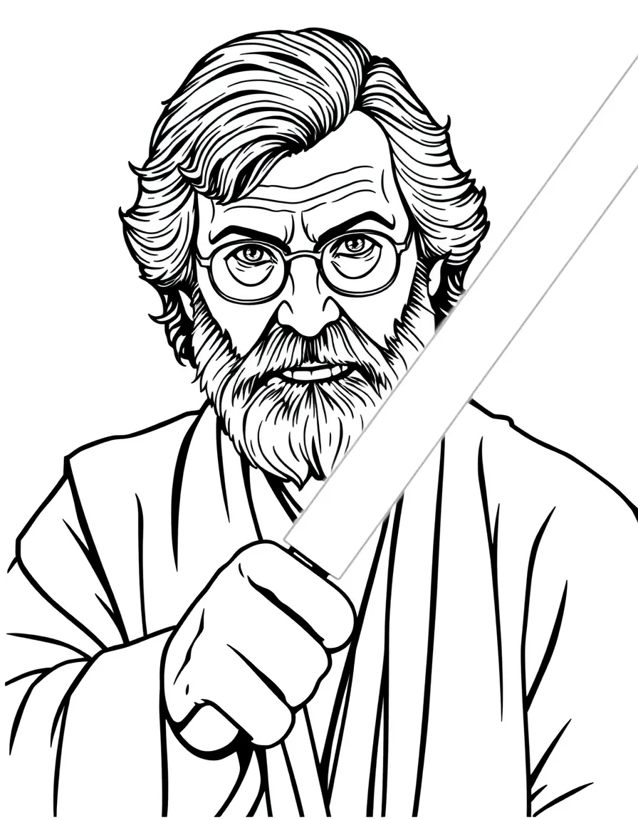 George Lucas with a light saber