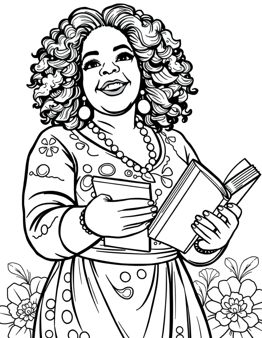 Oprah Winfrey handing out books