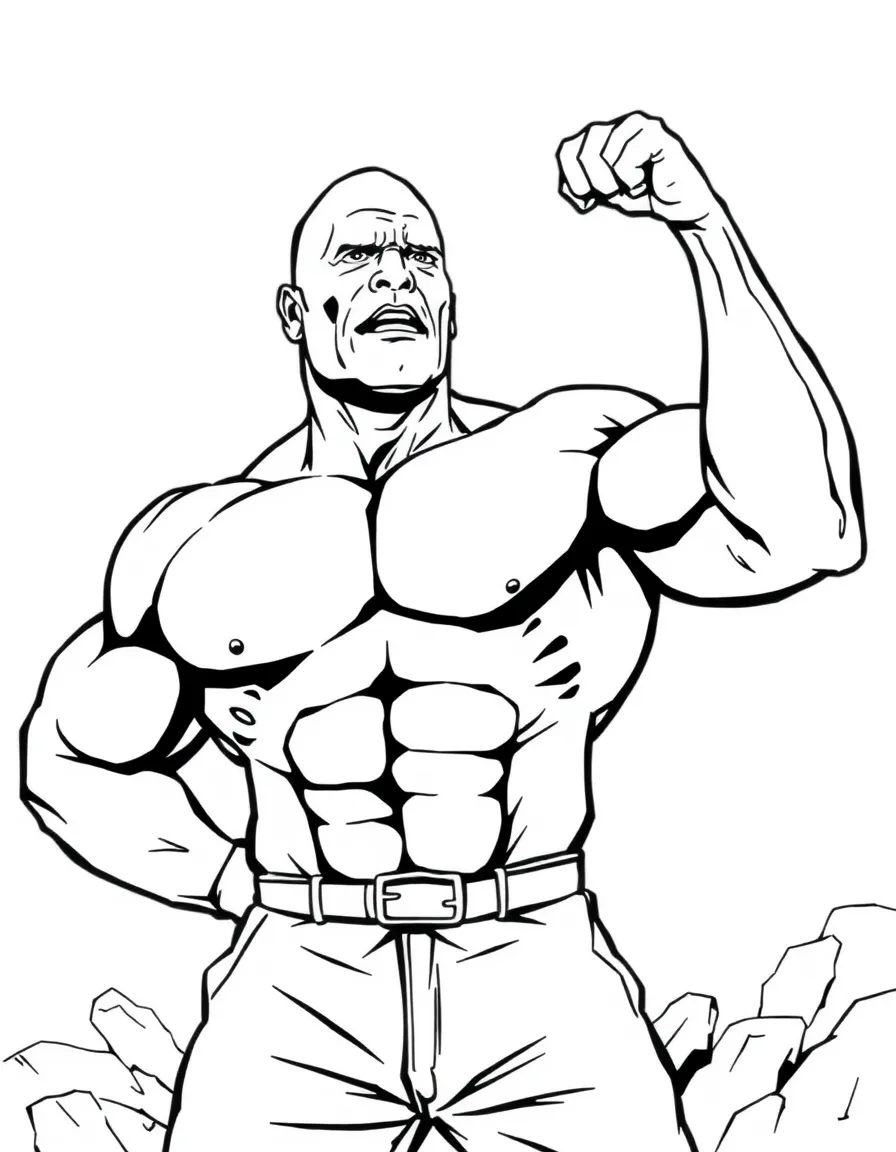 The Rock doing a strongman pose
