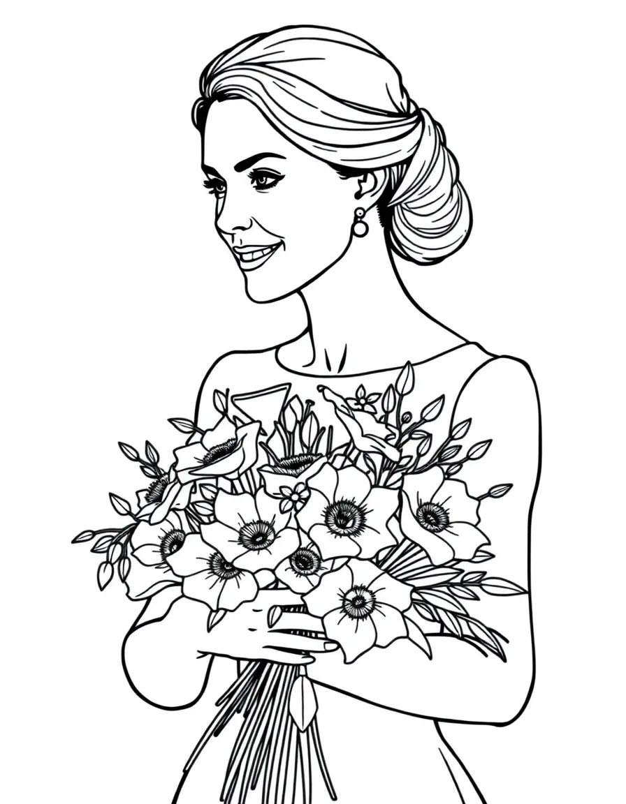 Kate Middleton holding a bouquet of flowers
