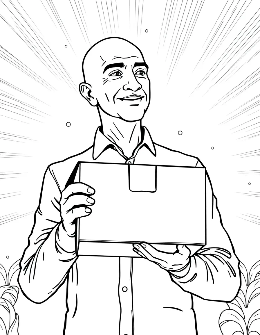 Jeff Bezos with a delivery box