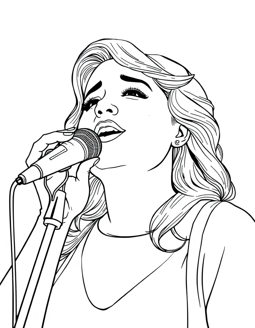Adele singing with her hand to her ear