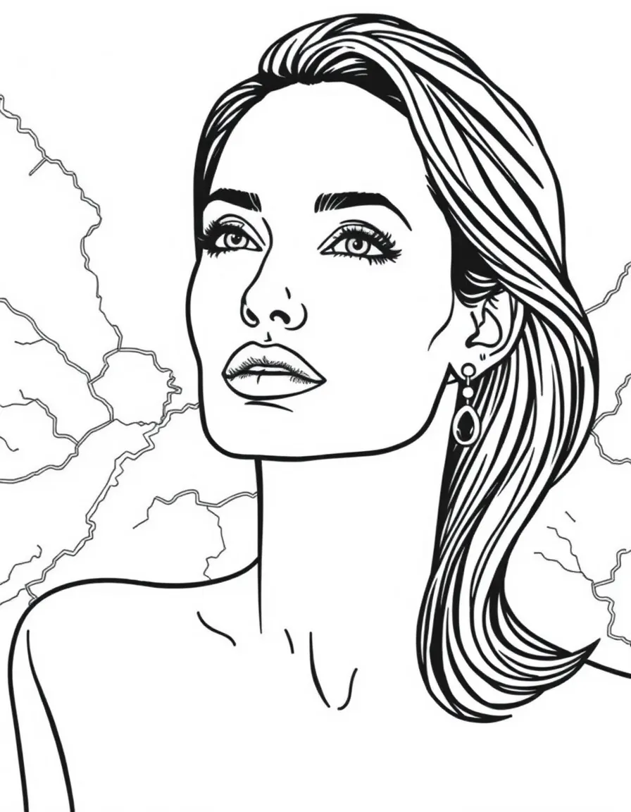 Angelina Jolie drawing on a map