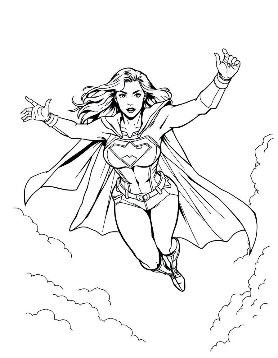 Gal Gadot flying with a superhero cape