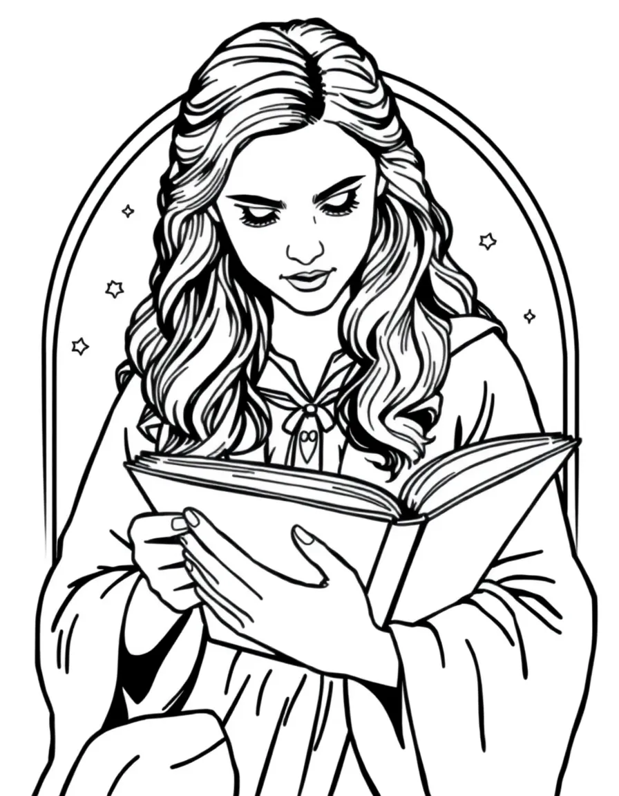 Emma Watson reading a spell book