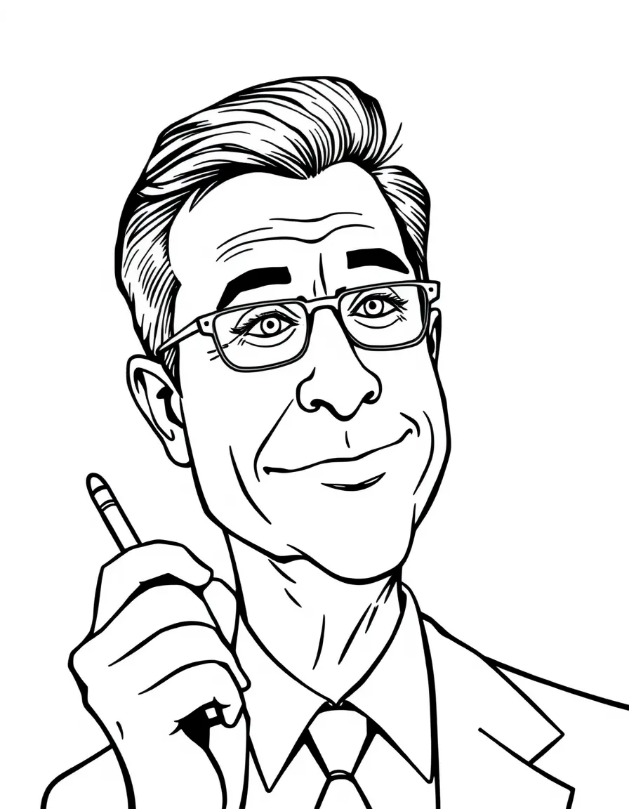 Stephen Colbert drawing a caricature