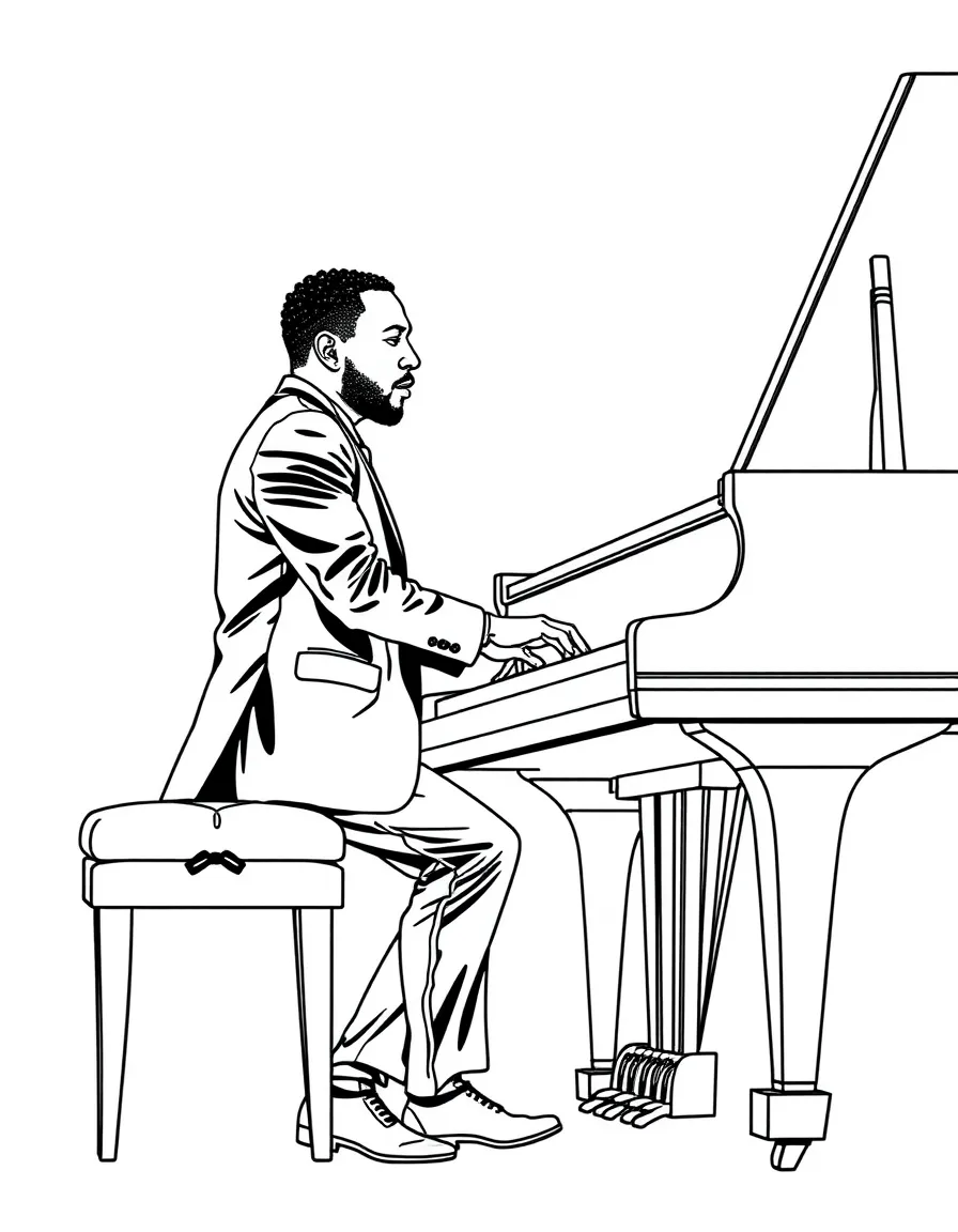 John Legend playing a grand piano