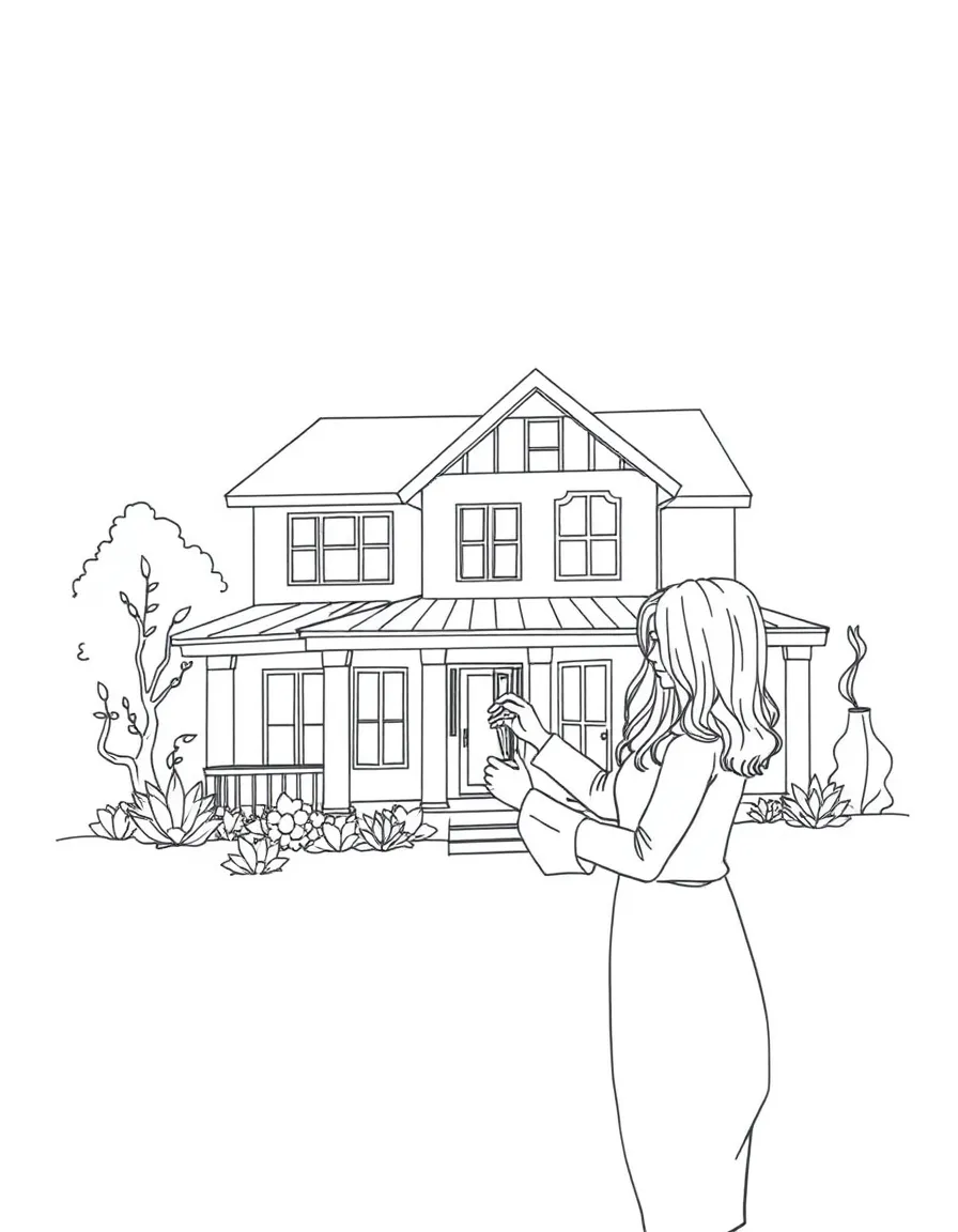 Joanna Gaines sketching a house design