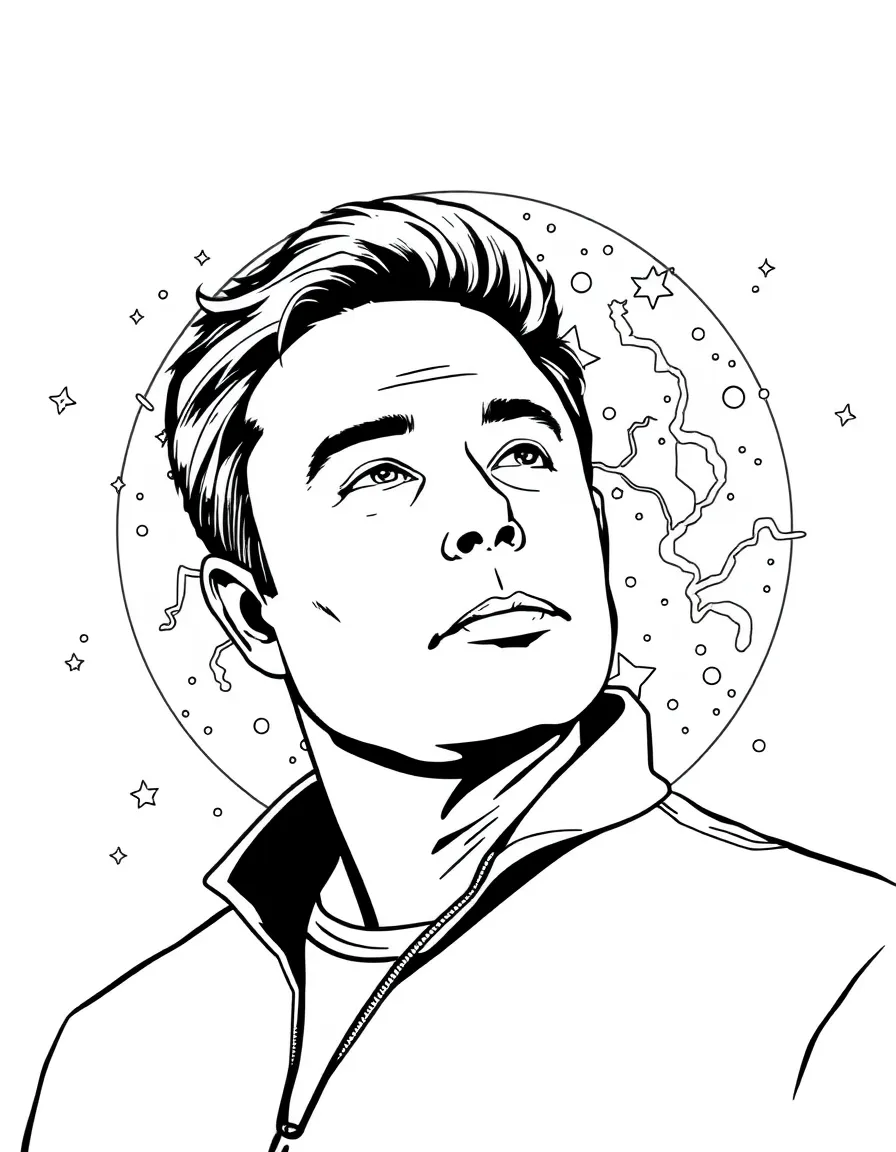 Elon Musk looking at a star map