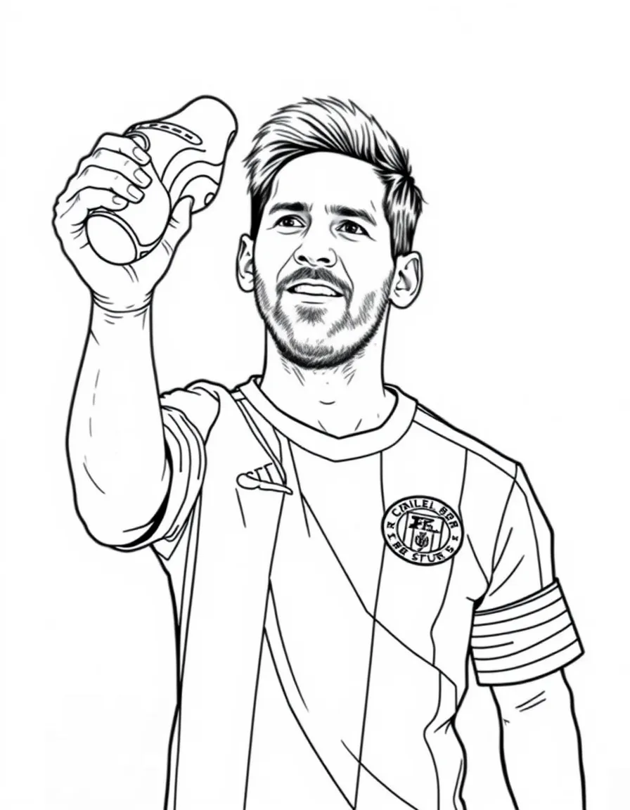 Lionel Messi holding up a golden boot