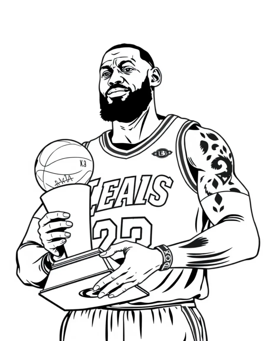 LeBron James holding a championship trophy