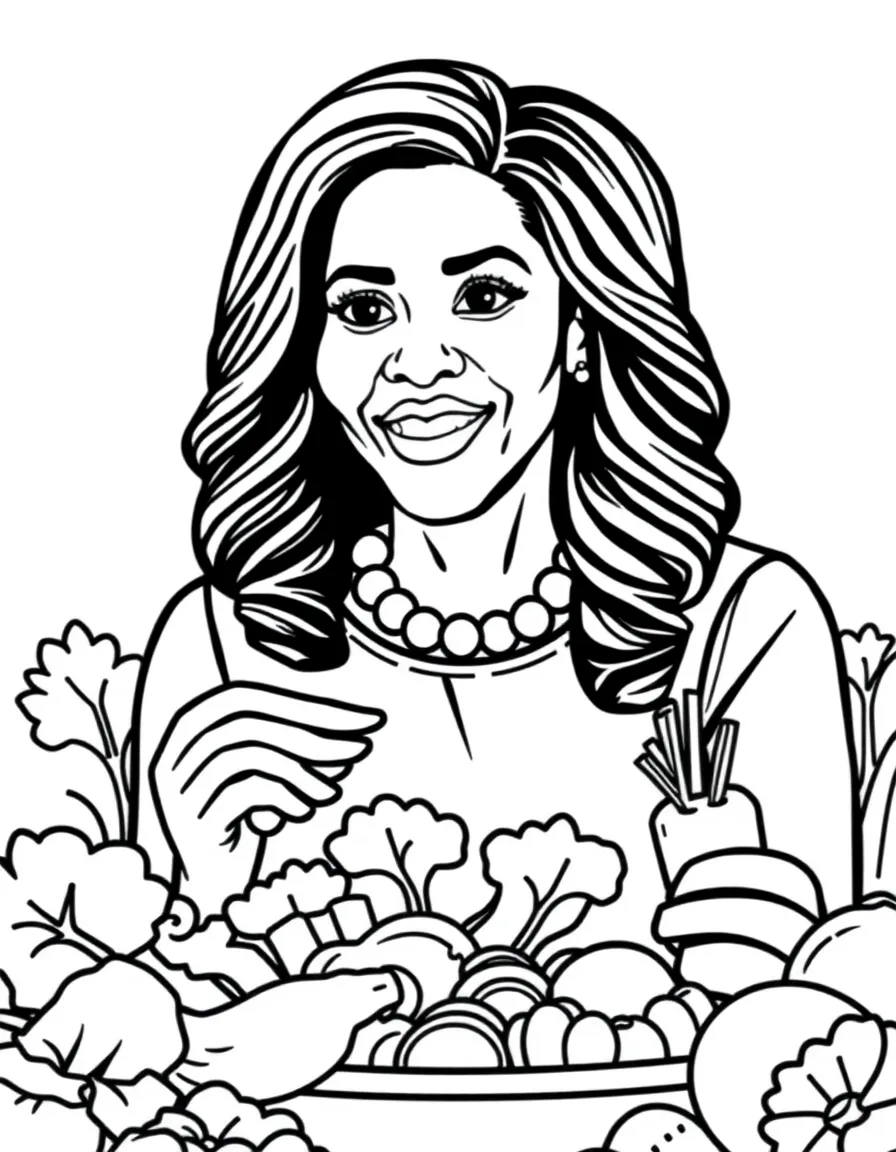 Michelle Obama encouraging kids to eat vegetables