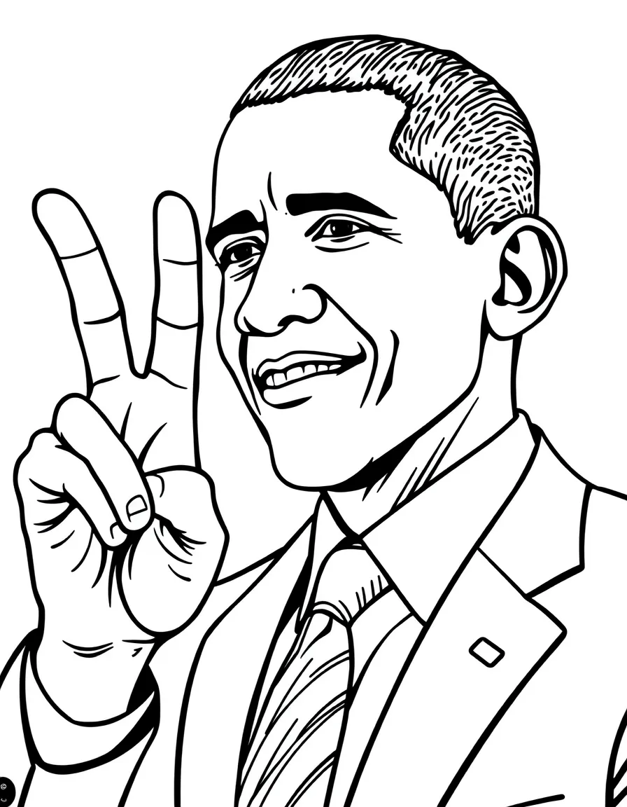 Barack Obama giving a peace sign