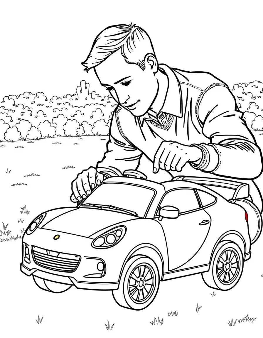 Prince William playing with a toy car
