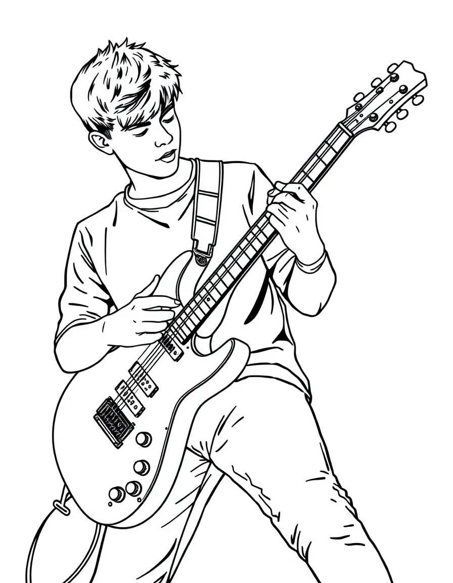 Justin Bieber playing a guitar solo