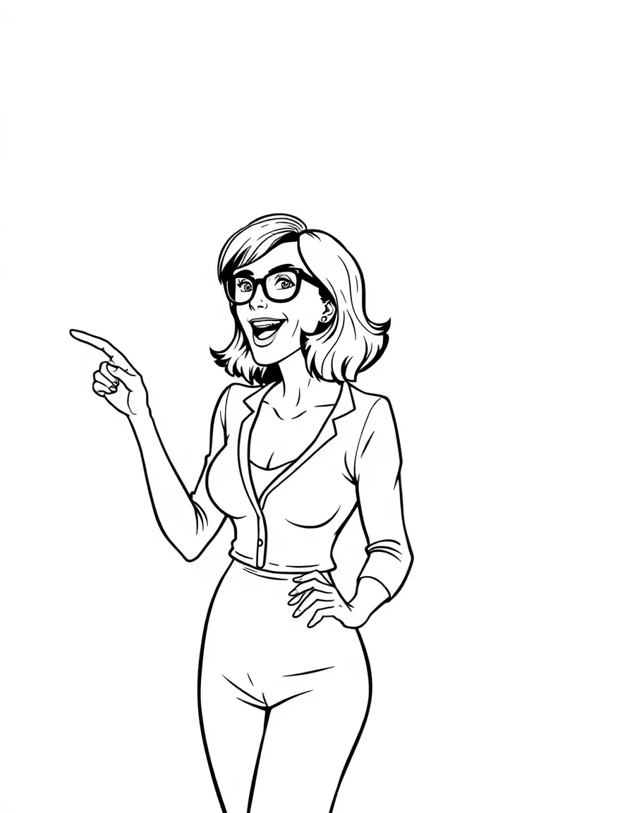 Tina Fey pointing at something funny