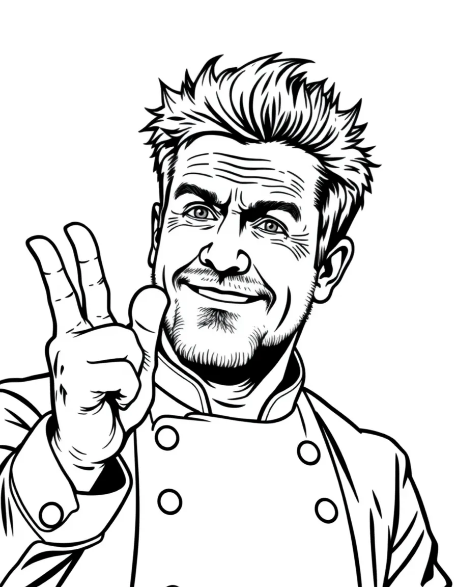 Gordon Ramsay giving a "yes, chef!" pose