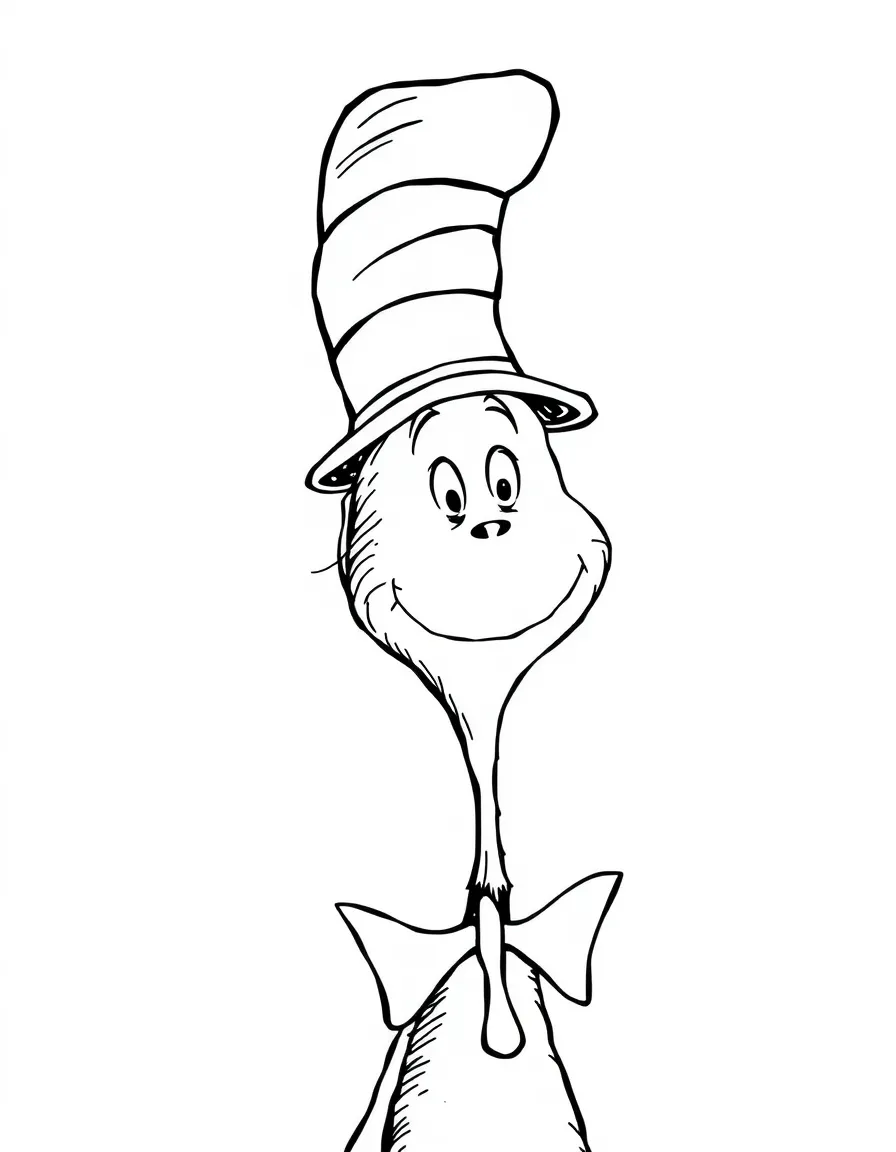 Dr. Seuss (classic drawing style) with a tall, striped hat