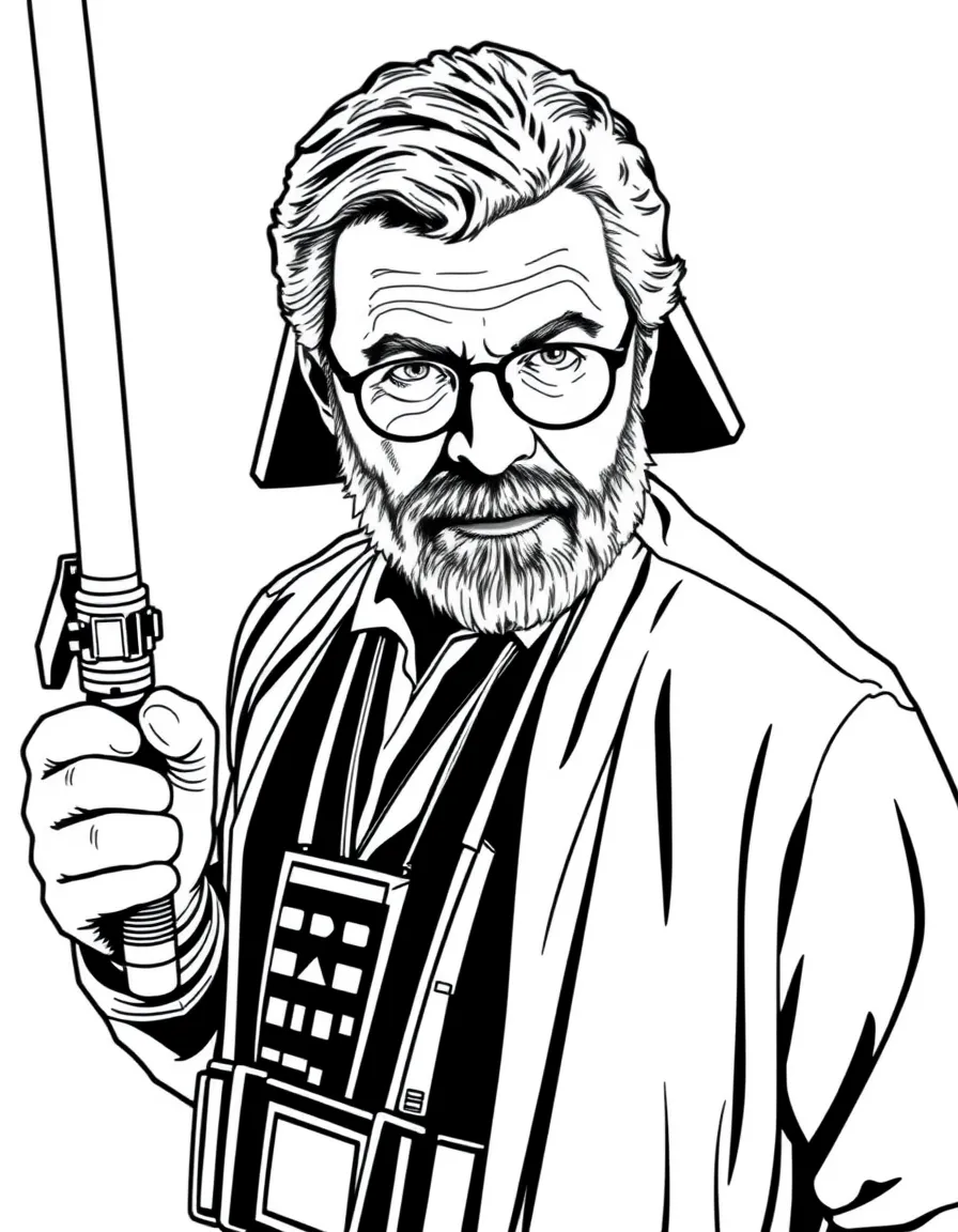 George Lucas with a Star Wars character