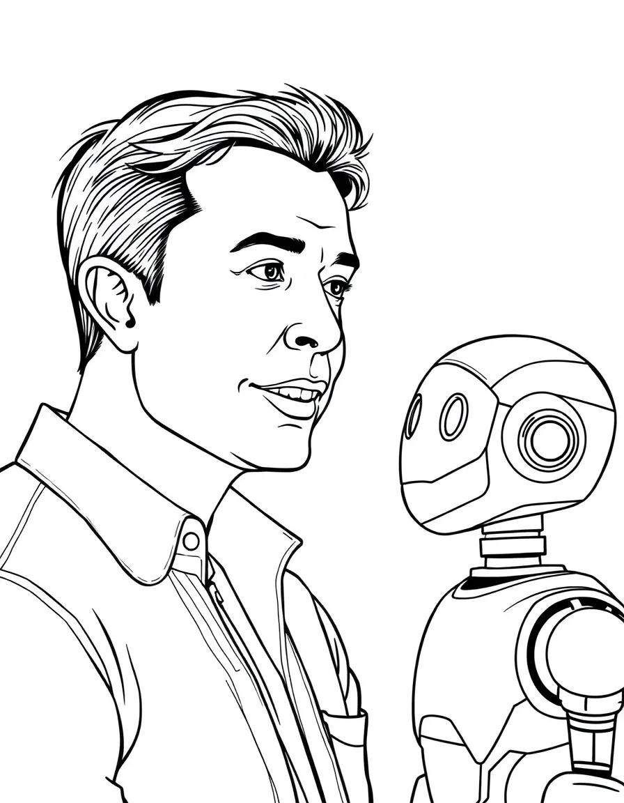Elon Musk talking to a friendly robot