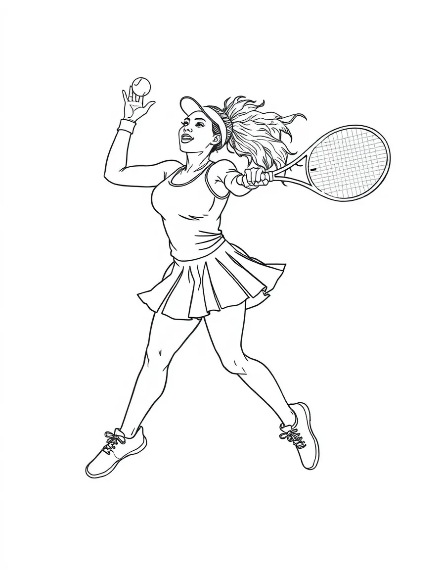 Serena Williams jumping to smash a ball