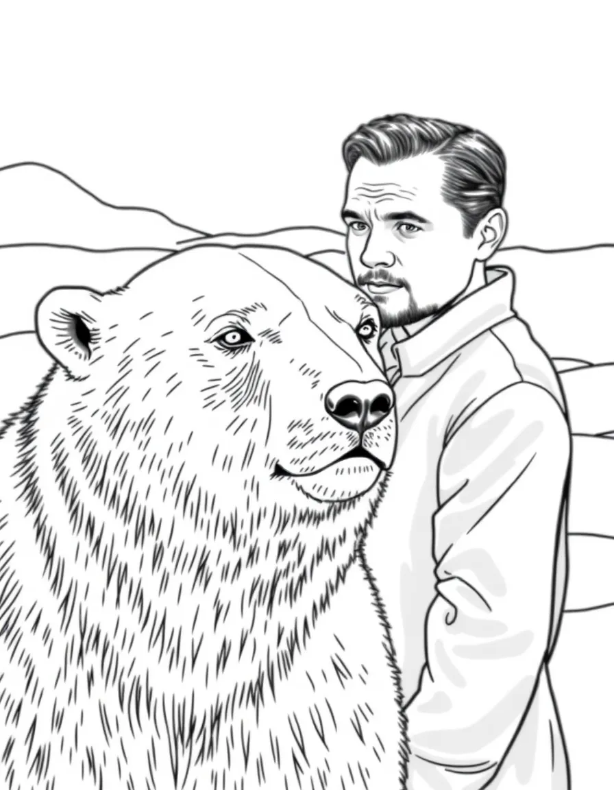 Leonardo DiCaprio looking at a polar bear
