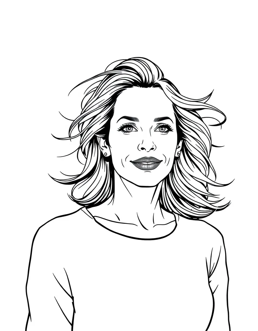 Julia Roberts with her hair blowing in the wind