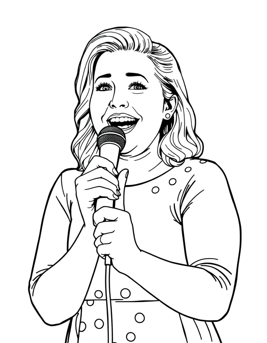Amy Schumer holding a mic and smiling
