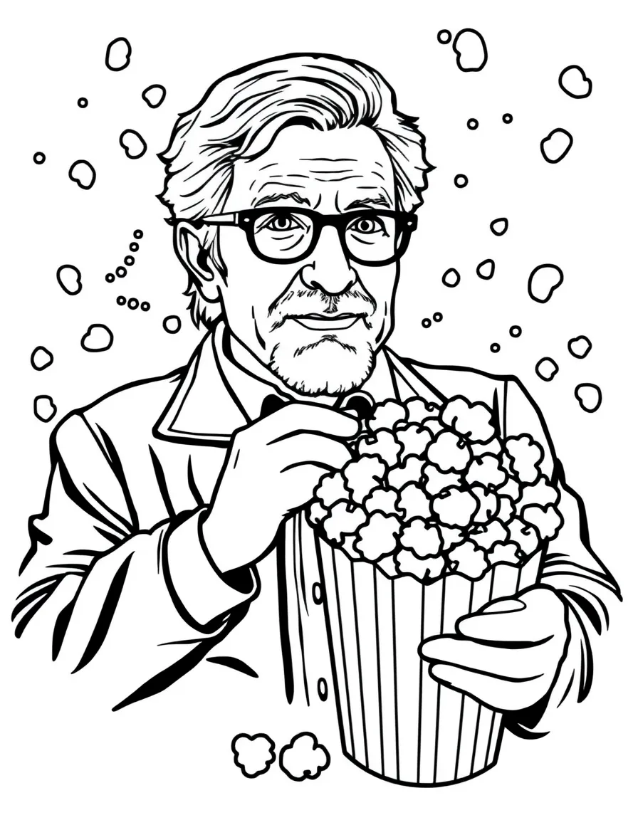 Steven Spielberg with a giant popcorn