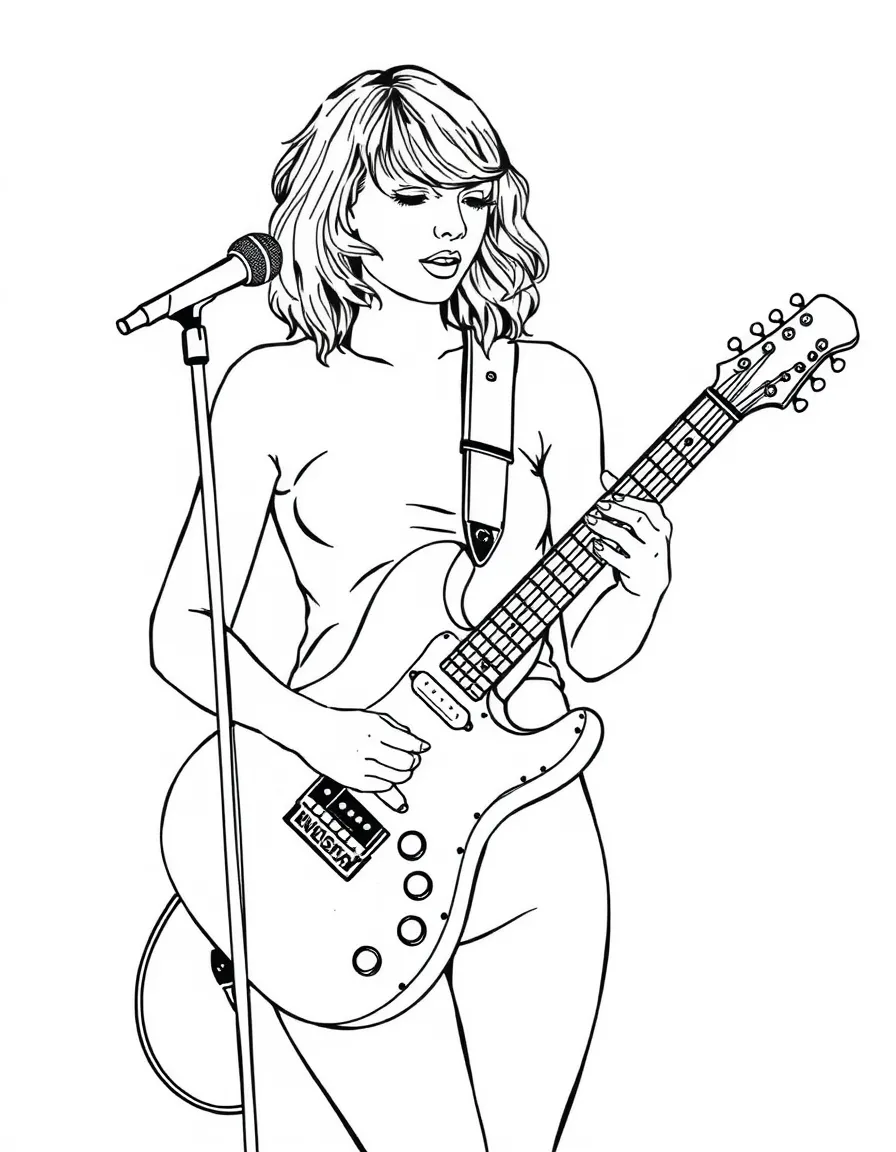 Taylor Swift performing with a sparkling guitar