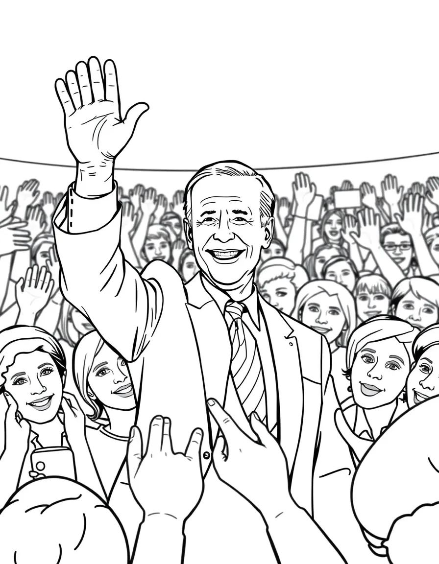 Joe Biden waving to a happy crowd