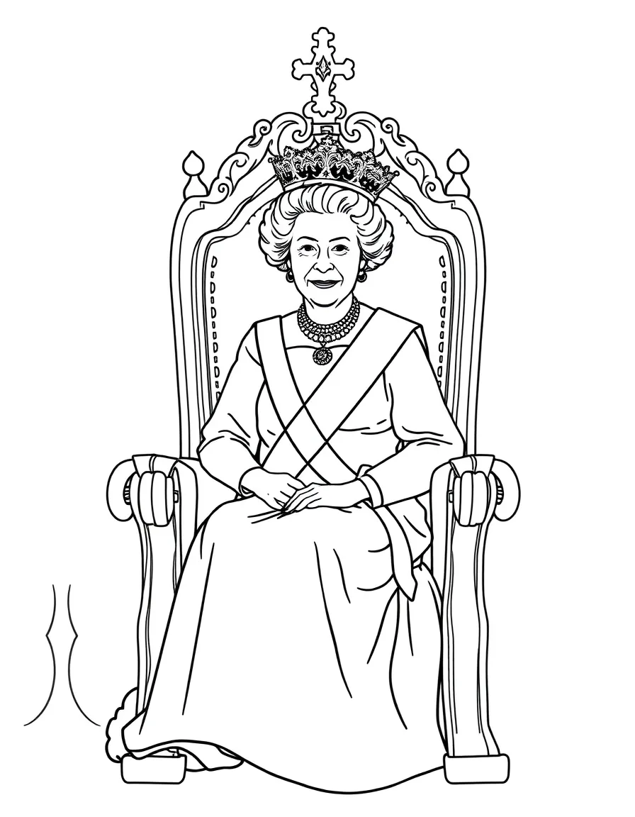 Queen Elizabeth II on a throne