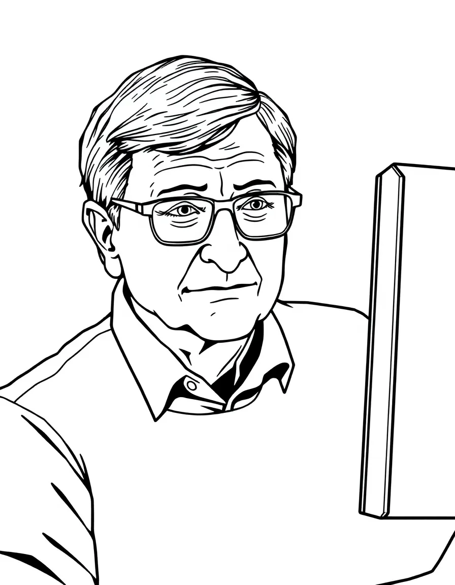 Bill Gates looking at a computer screen