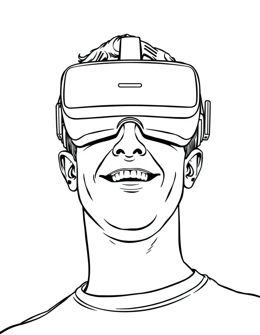 Mark Zuckerberg looking happy with a virtual reality headset