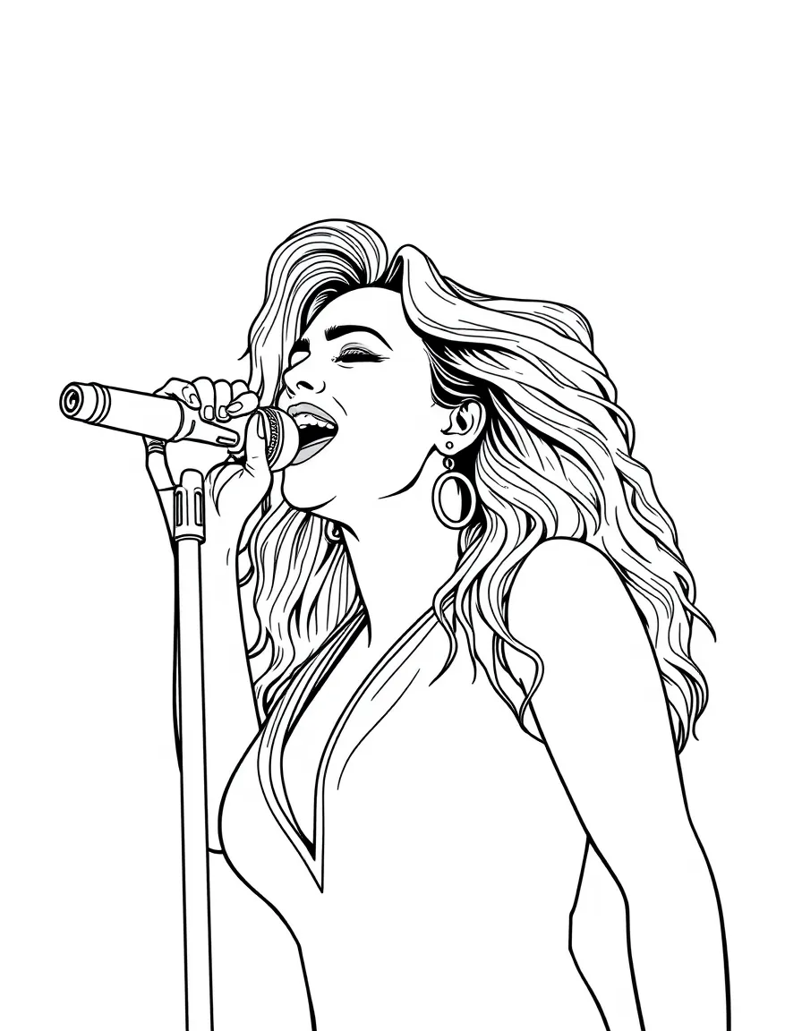 Beyoncé singing with a powerful voice