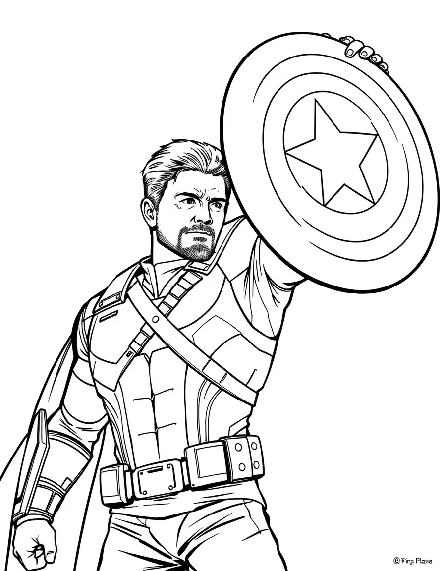 Chris Evans holding his shield high